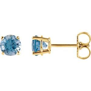 14k Yellow 5 Mm Natural Swiss Blue Topaz Stud Earrings 339$